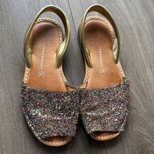Gold Glitter Flats with Open Back Design